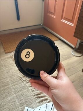 Black 8-Ball Ceramic Keys/CatchAll Tray - Classic Home Games Accent